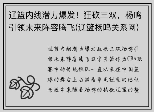 辽篮内线潜力爆发！狂砍三双，杨鸣引领未来阵容腾飞(辽篮杨鸣关系网)